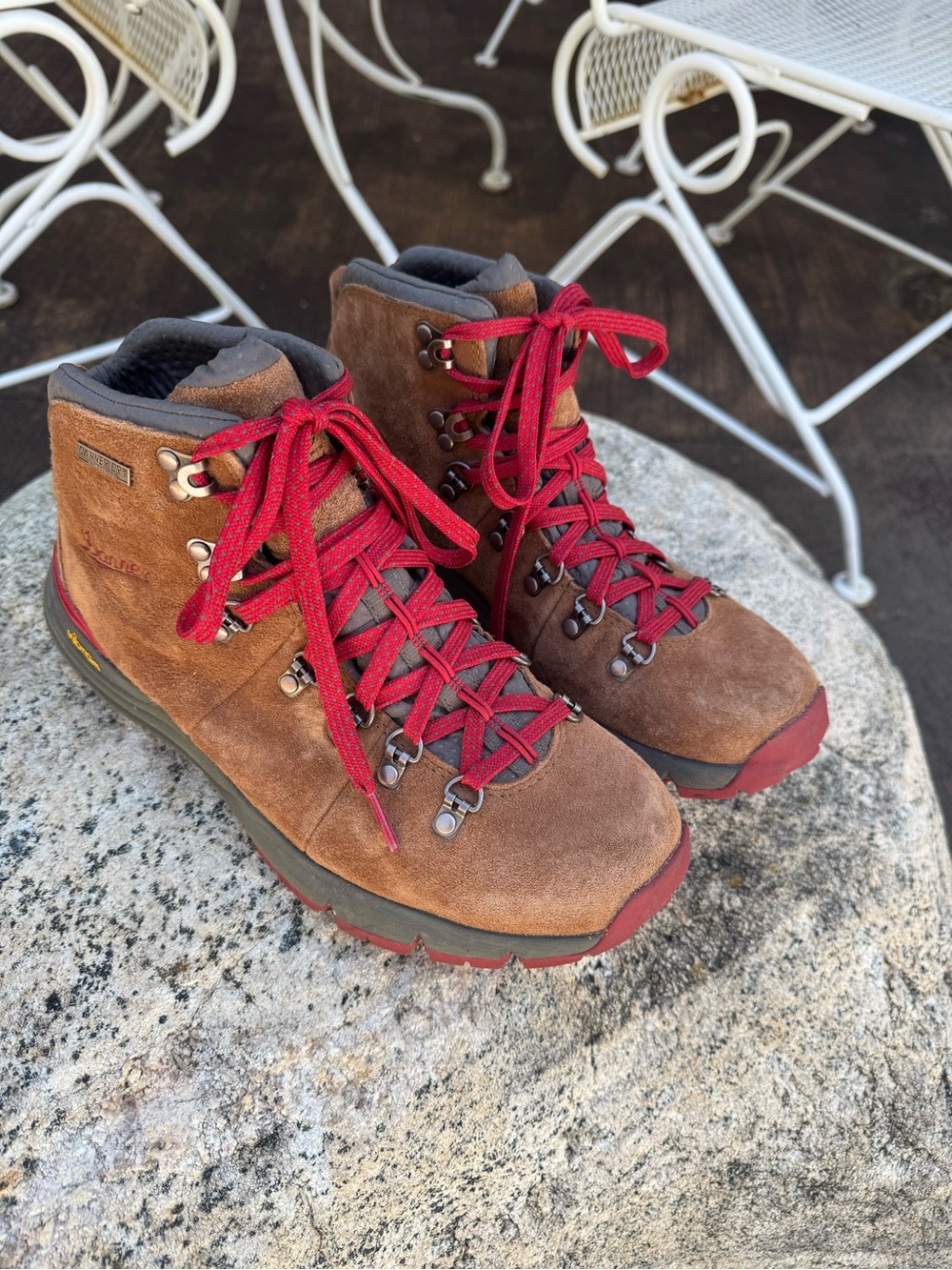 Danner Brown Suede Hiking Ankle Boots with Red Laces